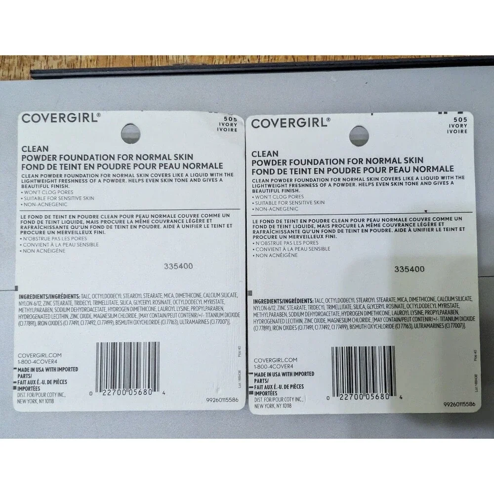 2 Covergirl Clean Powder Foundation 505 Ivory Original Formula Expire 12/20/2026